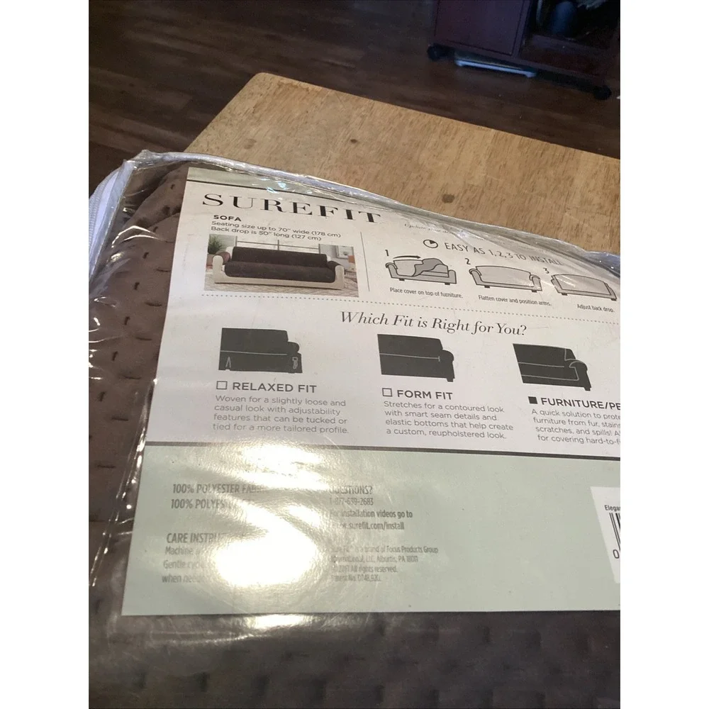 Sure Fit Elegant Pick Stitch Sofa Pet Cover Slipcover Smokey Brown 70in Wide